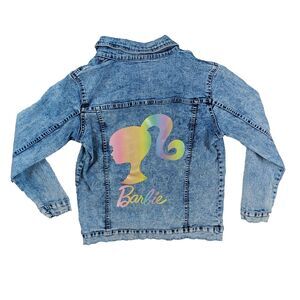 Barbie Mattel Blue Denim Embroidered Acid Wash Jean Jacket Size S Adult/XL Girls